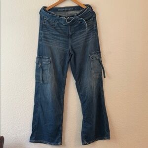 American Eagle Outfitters Women's Dark Blue Flare Jeans